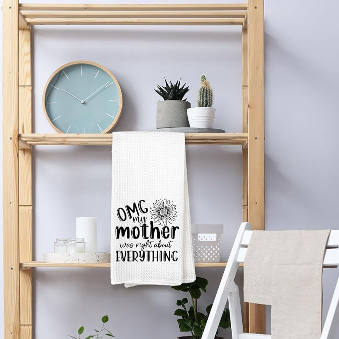 Mother Gifts Kitchen Towels, OMG My Mother was Right About Everything Dish Towels for Kitchen, Birthday Decorative Hand Towels for Home Bathroom, Mother's Day Birthday from Grandkids