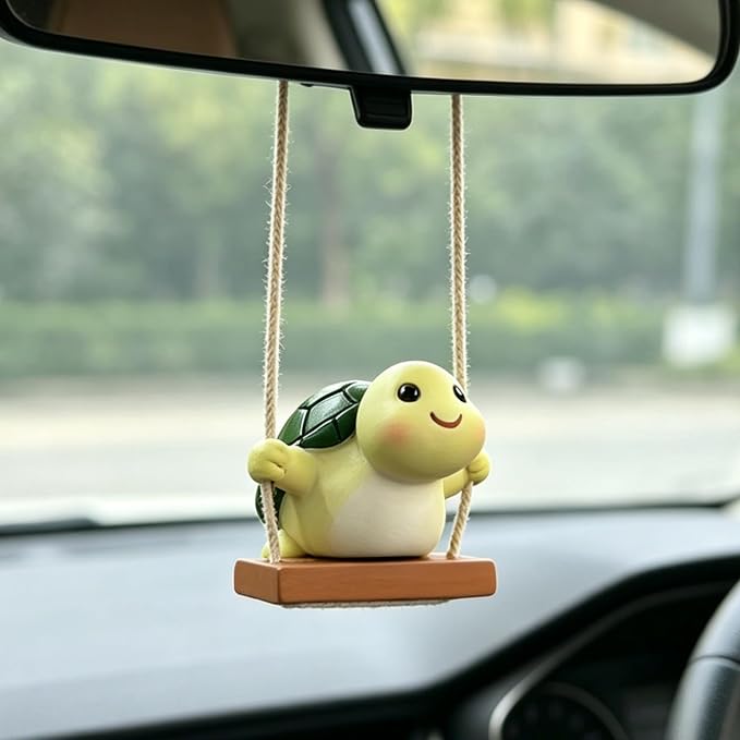 YGMONER Swinging Tortoise Car Hanging Ornament – Funny Rear View Mirror Hanging Accessories, Ideal Gift for Animal Lovers (Tortoise)