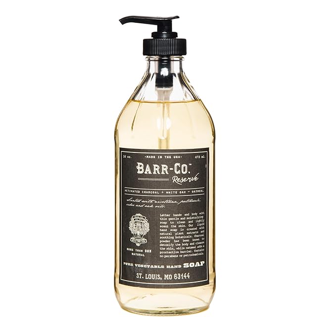 BARR-CO. Reserve Hand Soap, Natural Hand Soap for Kitchen & Bathroom, Vegan Formula, Earthy Tobacco & Cedar Scent 16 fl oz