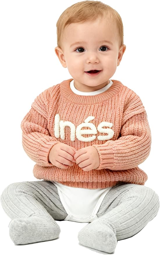 Personalized Knit Baby Boy Girl Sweater with Name Custom Pullover Sweatshirt Custom Baby Gifts