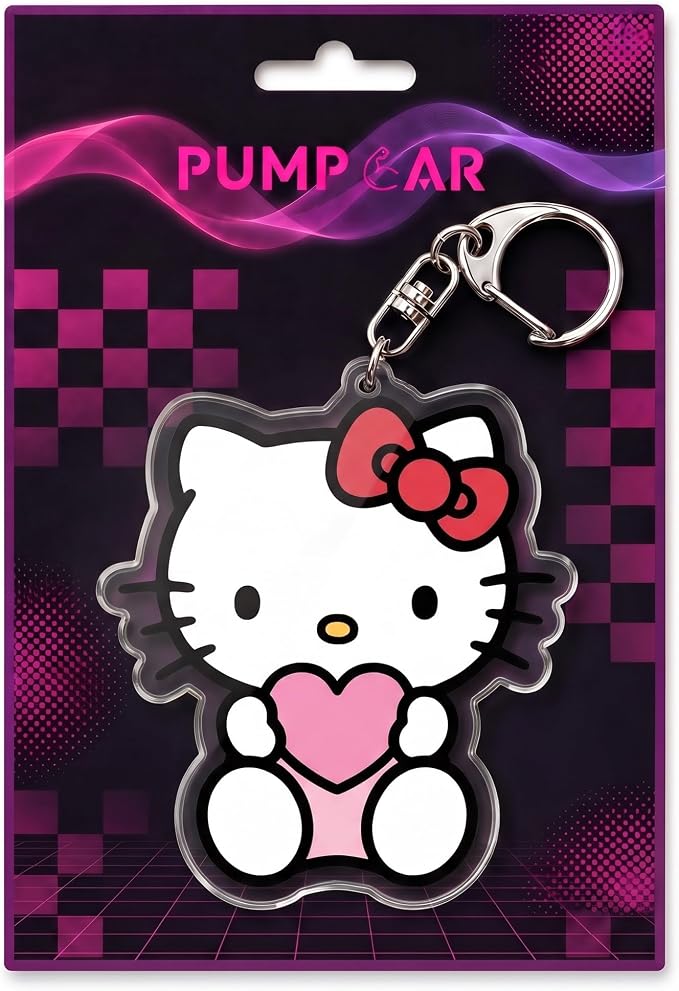 PumpCar Acrylic Keychain Double-Sided Charm Key Ring with Metal Clip Backpack Charm Bag and Car Key Accessory Collectible