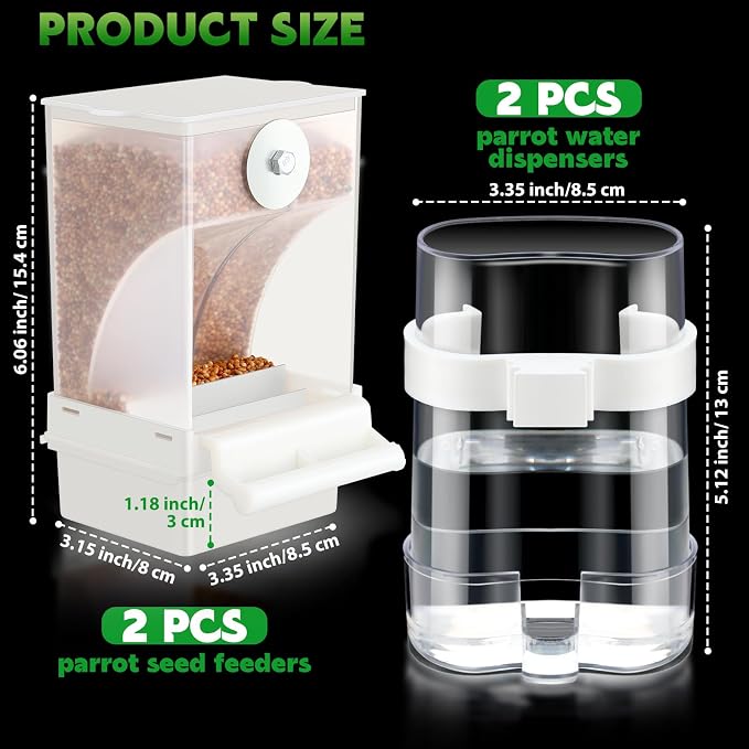 Yaomiao 4 Pcs No Mess Small Bird Feeders Automatic Parakeet Water Dispenser Clear Quail Feeder and Watered Cage Accessories for Small and Medium Parakeet Cockatiel Canary(Assorted,Clear)