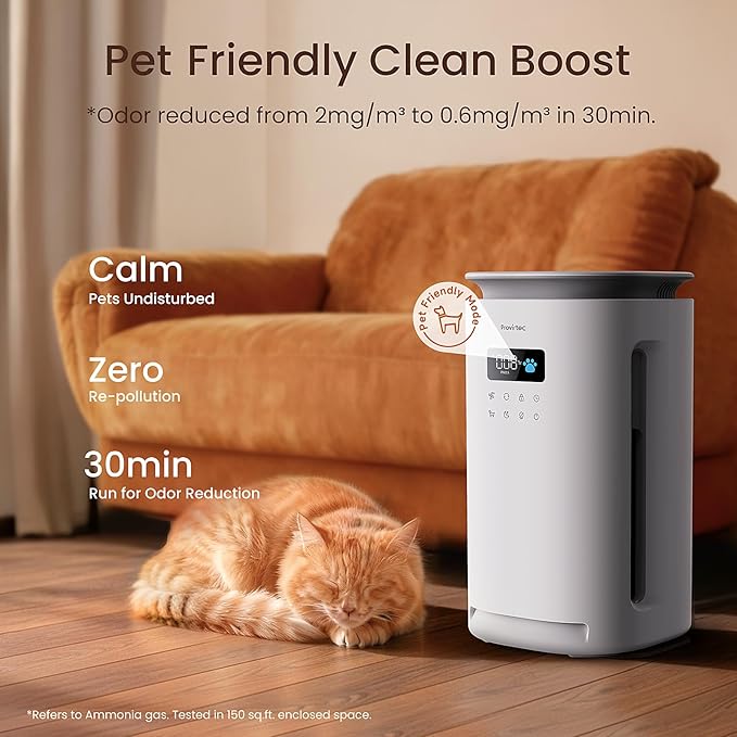 Pro-Level Air Purifier for Home Pets, No More Pet Floating Fur, Dander & Odor Worries, 360° Wide Intake, H13 True HEPA, Auto/Pet Mode & Washable Pre-Filter,Ultra Quiet for Bedroom/Large Room
