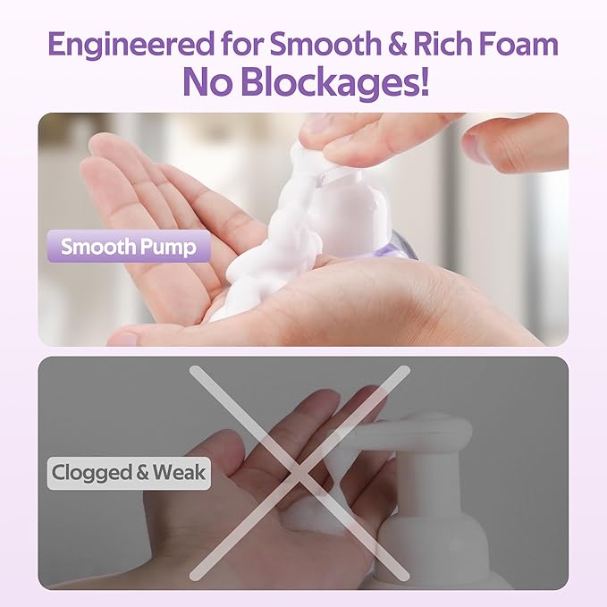 Foam Soap Refill with Dispenser Hand Wash Set, 12 Foaming Hand Soap Refills Tablets +1 Glass Foaming Dispenser +2 Microfiber Cloths, Make 96 fl oz - No Plastic, Cleansing & Moisturizing, Lavender