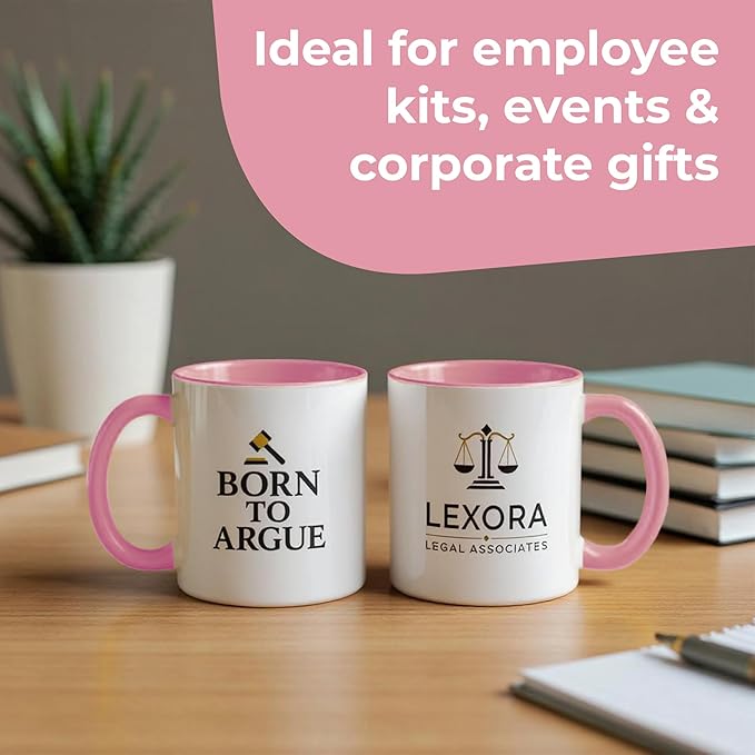 Personalized Mug, Custom Ceramic Mug with Photo and Text, 11oz, Pack of 20, Glossy Coffee Cup, Perfect for Christmas, Secret Santa or as Holiday Gift for Family or Friends, White/Pink