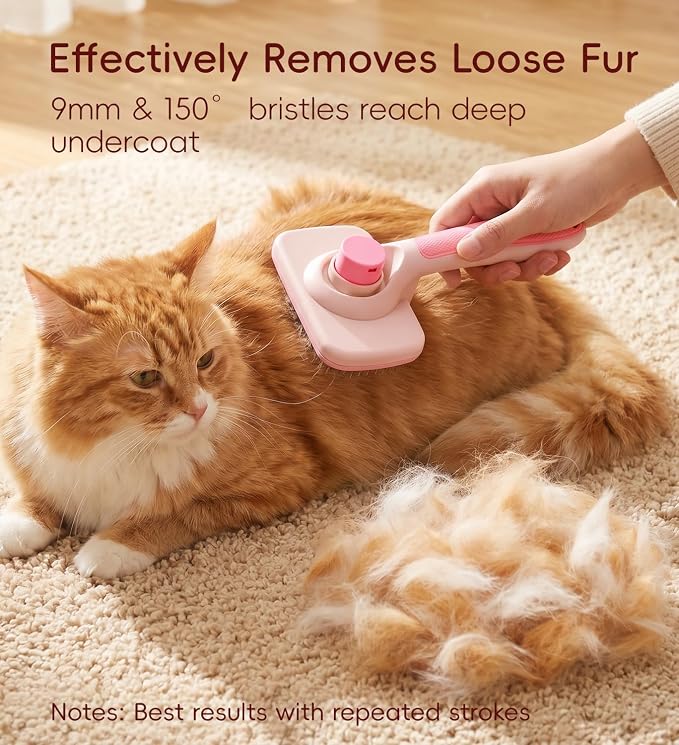 Cat Brush Dog Brush with Self Cleaning Cat Comb, Hair Removal for Pets | Skin Friendly Grooming；for Puppies & Long/Short Haired Pets； Pet Supplies Accessory； Dog Deshedding Brush Grooming Kit