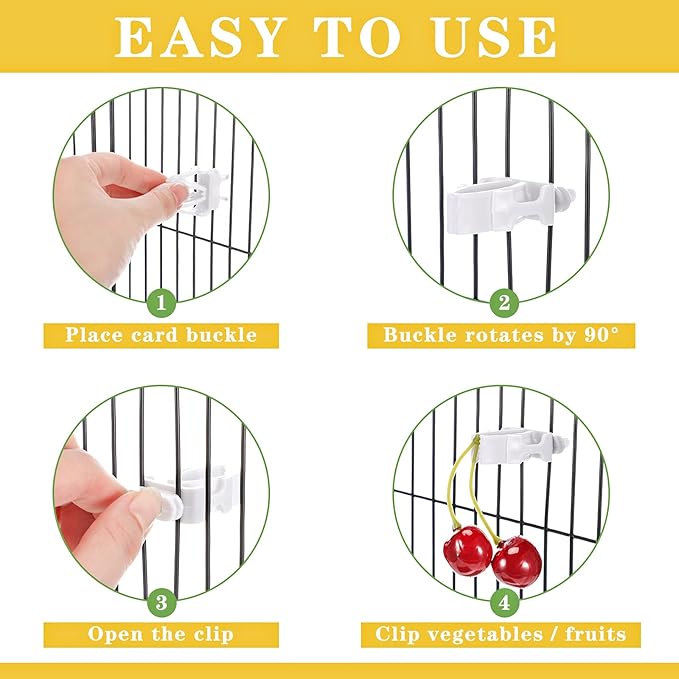 6 Pieces Bird Cage Food Holder Parrot Fruit Vegetable Clips Bird Cage Feeder Clip for Budgie Parakeet Cockatoo Macaw Cockatiel Conure | Clip On Cage Bars, Holds Fruit Veggie Greens, Fits Budgie Cockatoo Macaw Conure, Spring Grip Feeder, 6 Pack