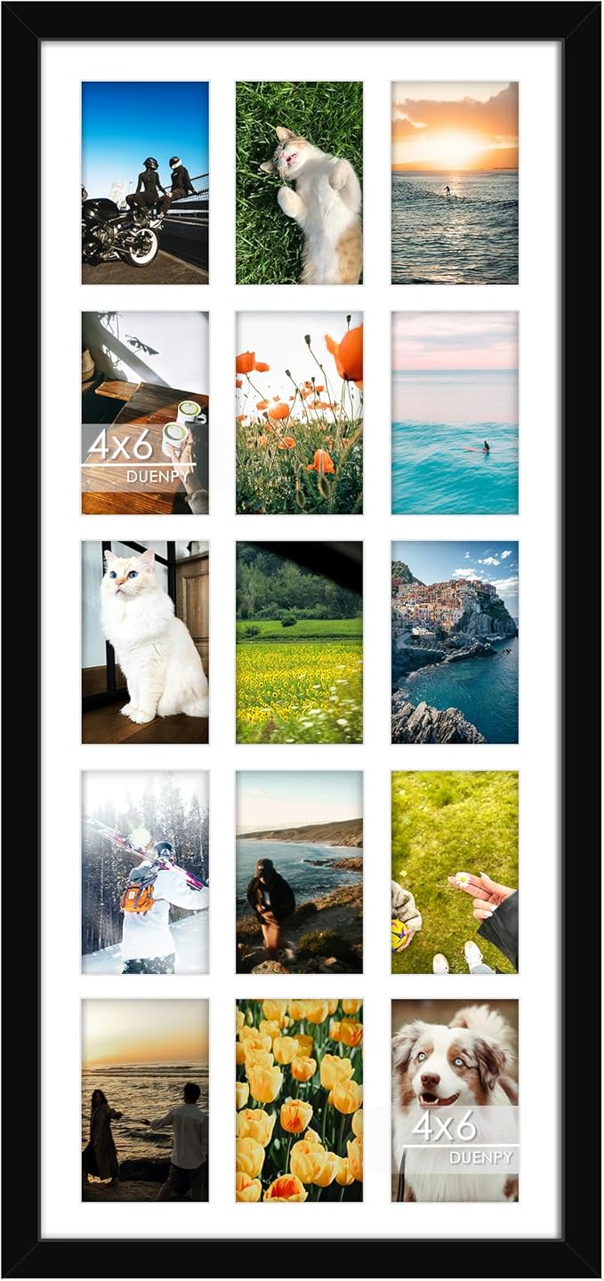 14x32 Picture Frame 4x6 Collage Picture Frame Displays Fifteen 4x6 inch Photos Collage Wall Decor Wall Hanging Black