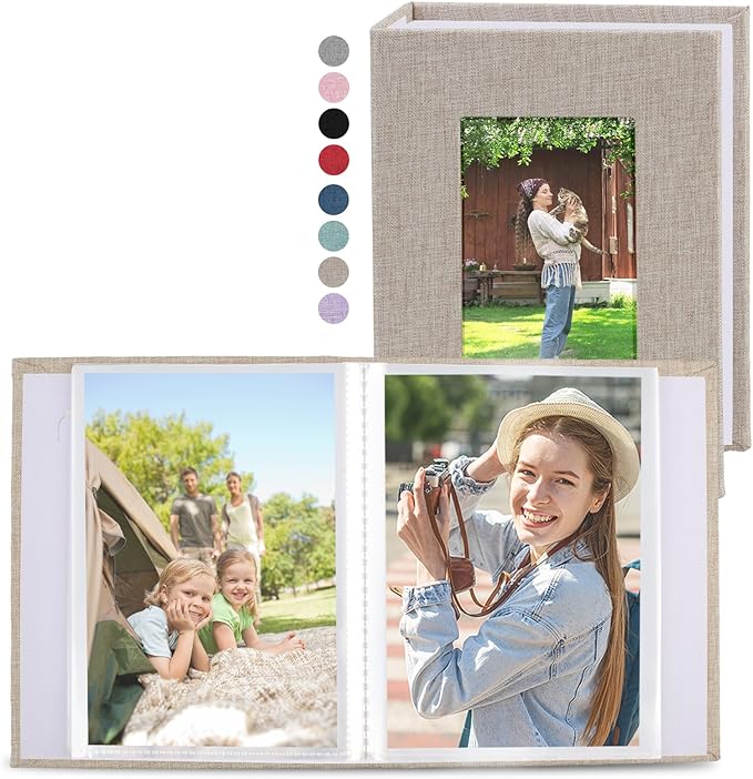 vivinin 2 Pack Photo Album 5x7, Linen Cover Photo Book, Small Photo Album Book for 36 Pockets Hold 72 Pictures, Picture Book for Photos Family Anniversaries Baby Vacations (Beige)