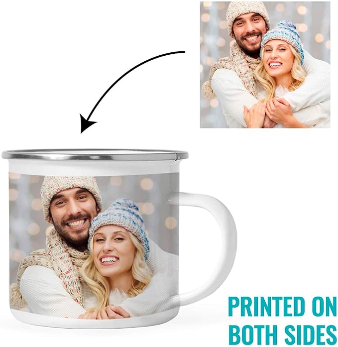 Andaz Press Personalized 11oz. Stainless Steel Custom Campfire Coffee Mug, Custom Mug With Picture, Logo, or Text, Includes Gift Box