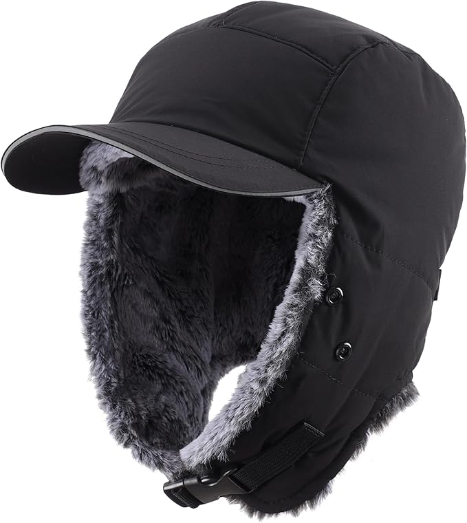 Connectyle Trapper Hat for Men Women Faux Fur Winter Hat with Ear Flaps Water-Resistant Hunting Hats Ushanka Skiing Cap