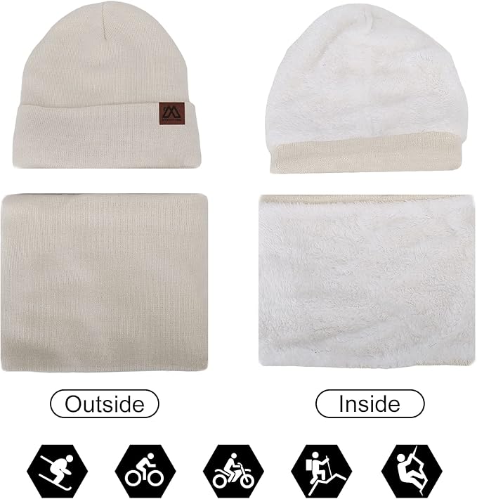 mysuntown Winter Beanie Hat Scarf and Touch Screen Gloves 3-Piece Set, 2025 Cold Weather Knit Fleece Lined Warm Unisex Sets