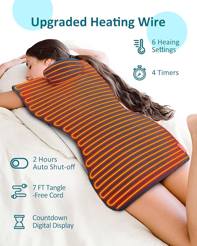 Heating Pad for Back, Extra Large Heat Pad for Full Body Relax, Electric Heated Wrap for Neck and Shoulders and Period Cramps, Anniversary & Birthday Gifts for Women Mom Grandma Sister Wife Her