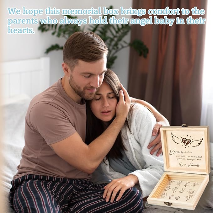 Miscarriage Keepsake Box-Miscarriage Gifts for Mothers Fathers Parents,Pregnancy/Infant Loss Sympathy Gift,Miscarriage Memorial,Wooden Memory Box,Bereavement Care Package