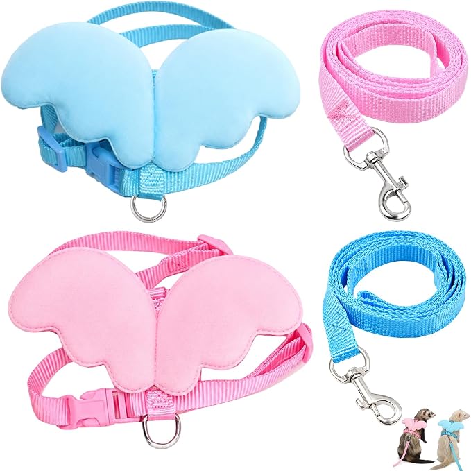 2 Piece Pet Ferret Harness and Leash Set, Safety Harness for Ferrets, Kittens, and Hamsters, Outdoor Adventures and Indoor Monitoring Solution, Adjustable Fit for Comfortable Wear
