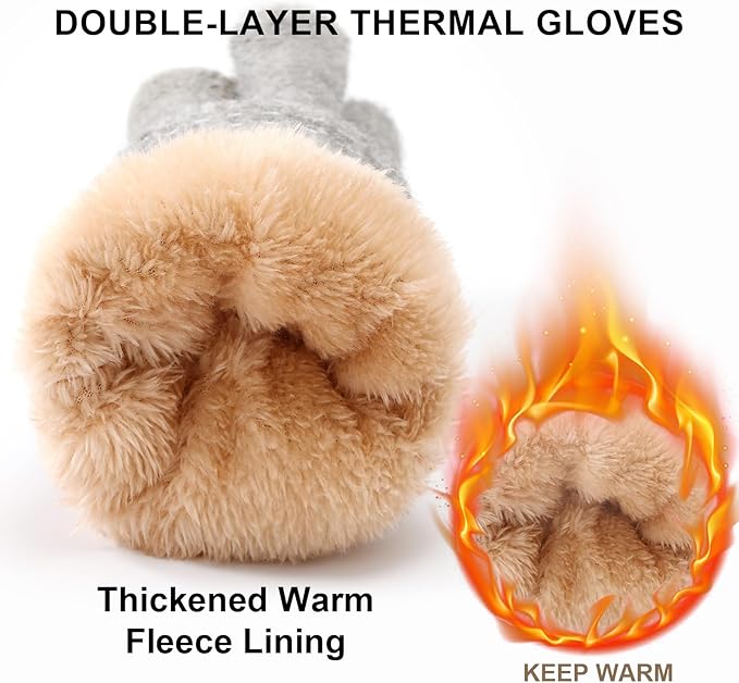 Trifabricy Winter Gloves for Women, Warm Fleece Lined Womens Gloves, Knit Glove for Women, Touchscreen Glove for Cold Weather