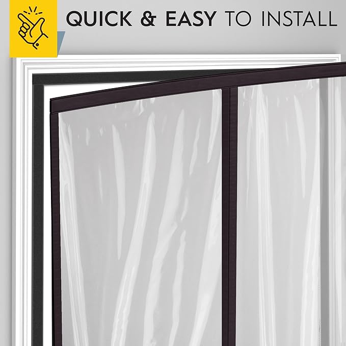 AUGO Magnetic Thermal Insulated Door Curtain - Transparent EVA Door Cover for Winter- Keeps Warm Air in and Cold Air Out - Home Winterizing Products - Patent Pending Keep Open Feature - 34 x 81 Inch
