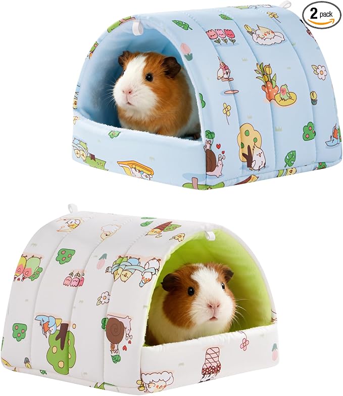 2 PCS Guinea Pig Hideout Guinea Pig House Guinea Pig Bed, Washable Hamster House Small Animal Cage Accessories for Mouse Chinchillas Hamsters Hedgehogs Ferrets Bearded Dragons and Rats
