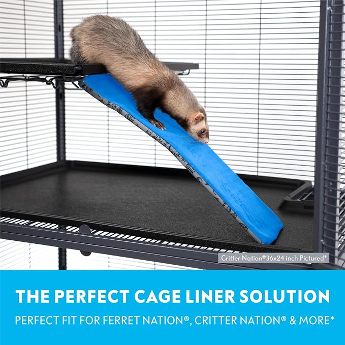 Paw Inspired Fleece Ramp Covers for Critter Nation Cage, Blue, 3 Count | Fitted Ladder Liners for Ferret Nation/Critter Nation Cage, For Ferrets, Rats, Chinchillas, Hedgehogs, Small Animals, Pets