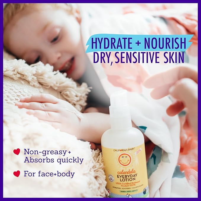 California Baby Calendula Lotion | 100% Plant-Based Moisturizer | Lavender Baby Lotion | Face Moisturizer For Dry Skin | Hypoallergenic | 19 oz.
