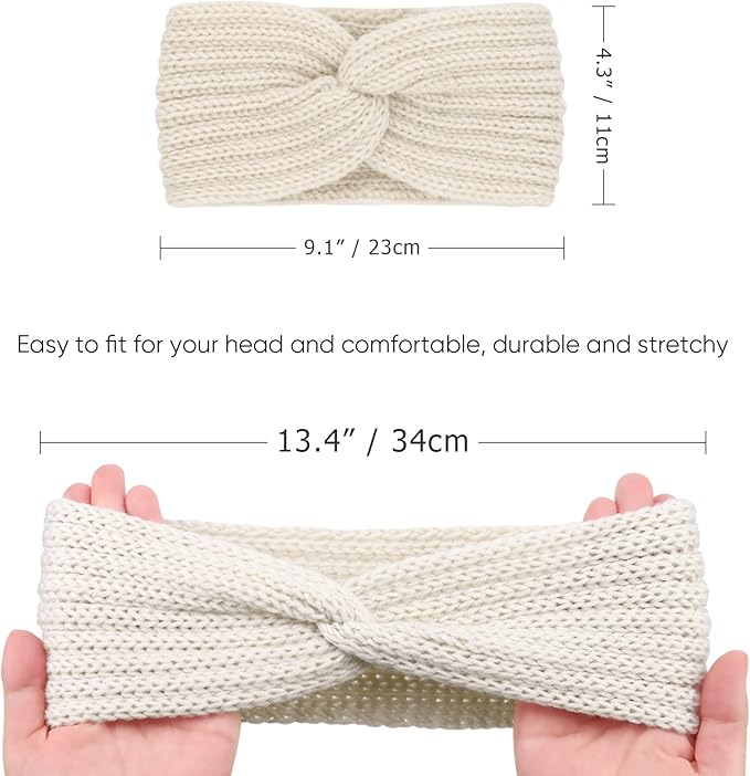 DRESHOW Winter Knit Chunky Headbands for Women Crochet Turban Knitted Ear Warmer Fashion Head Wrap 6 Pack