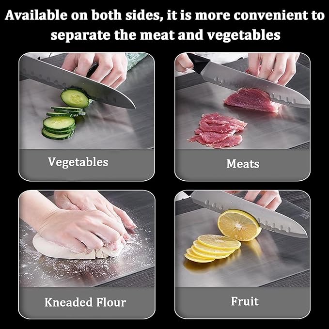 Stainless Steel Cutting Board, 3 PCS Cutting Boards for Kitchen, 304 Stainless Non Stick Chopping Cutting Board for Meat Fruit & Vegetable (15"x 11",13"x 9",10"x 6")