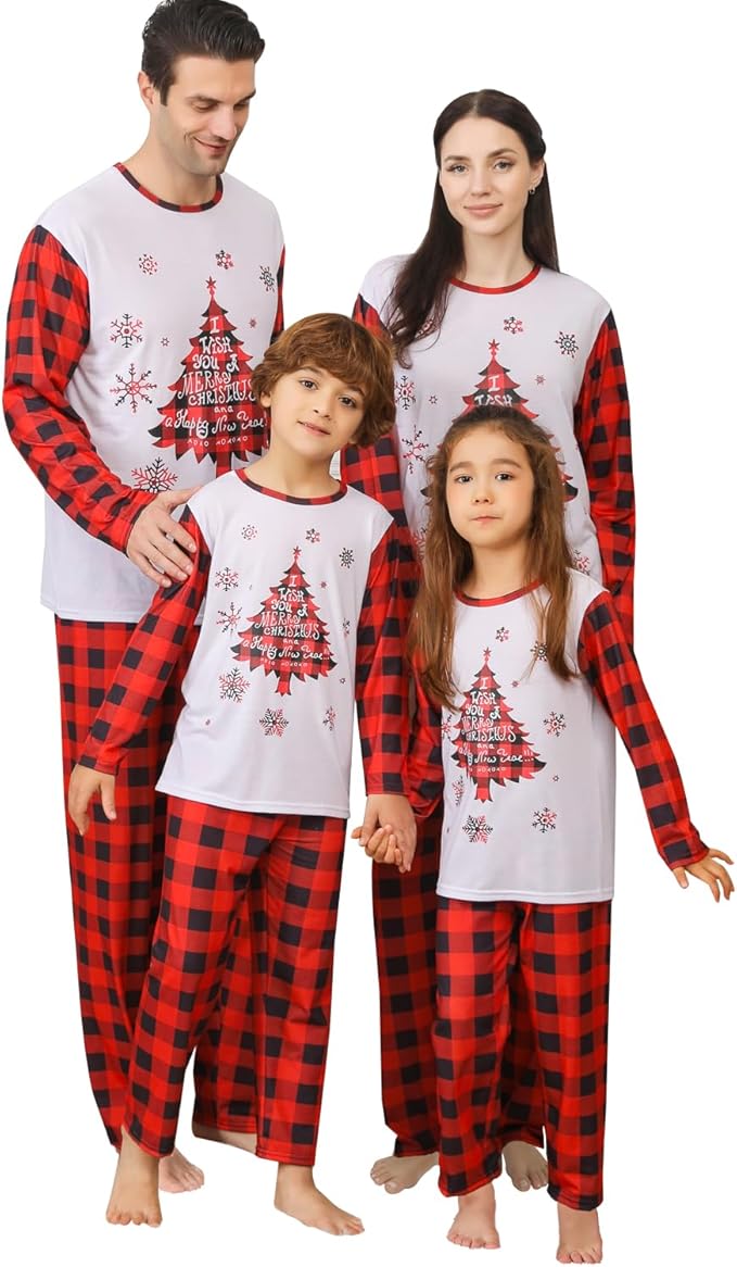 Matching Family Christmas Pajamas Sets, Holiday PJs with Top and Pants, Cute 2 Piece Sleepwear for Couples/Women/Men