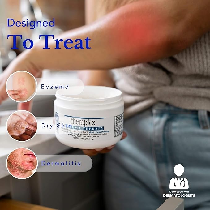 Theraplex Eczema Cream for Eczema Treatment 3oz - TSA Compliant Anti Itch Cream with Colloidal Oatmeal, Calming for Sensitive Skin - Soothing Relief