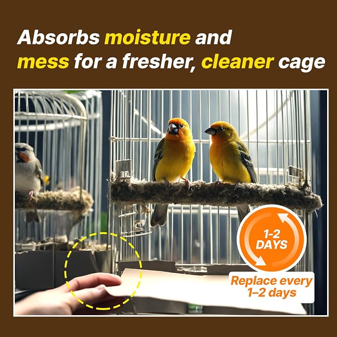 T TORTO9 Kraft Bird Cage Liners 31 x 21.5 Inch, 120 Sheets, Absorbent Paper Tray Liners for Large Bird Cages, Pre-Cut Disposable Cage Bottom Liners