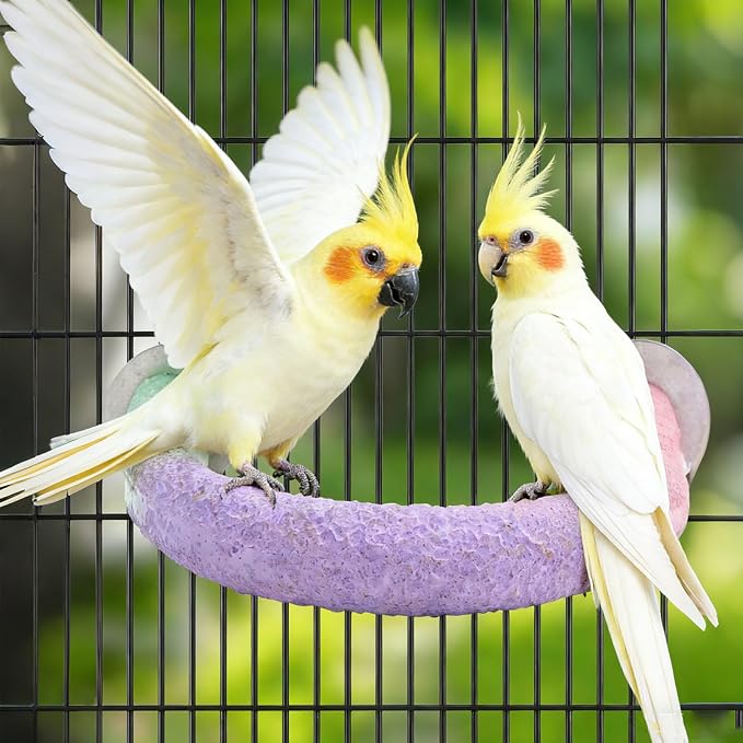 U Shape Parrot Perch Cage for 4cm Large Pad Fits Bird perches | Fits Horizontal Vertical Bars Washable Colorfast Resin Perch for Budgies, Cockatiels to Trim Nails Beak Naturally