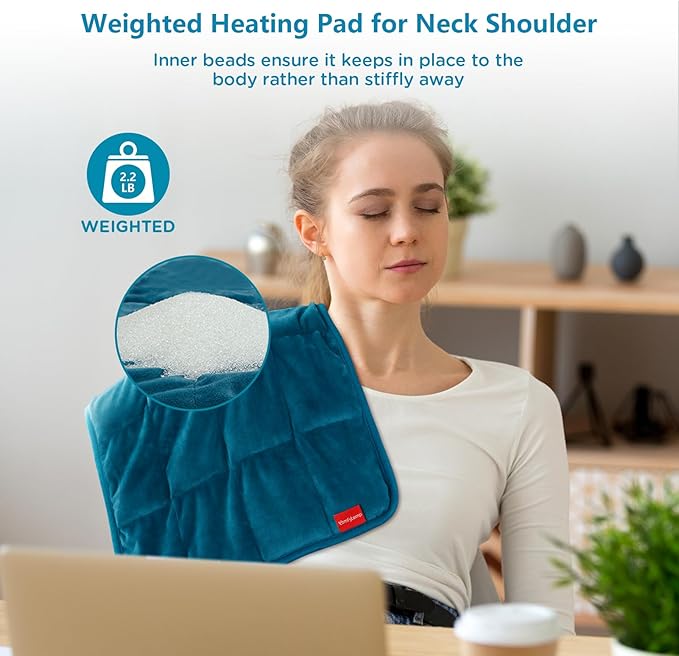 Comfytemp Weighted Heating Pad for Back & Period, FSA Eligible Electric Heat Pad, Birthday Gifts for Women Men Mom Dad & Mother Day Gift, 2.2 lb HSA Neck Shoulder Heated Pad, 2H Auto-Off, 12x24