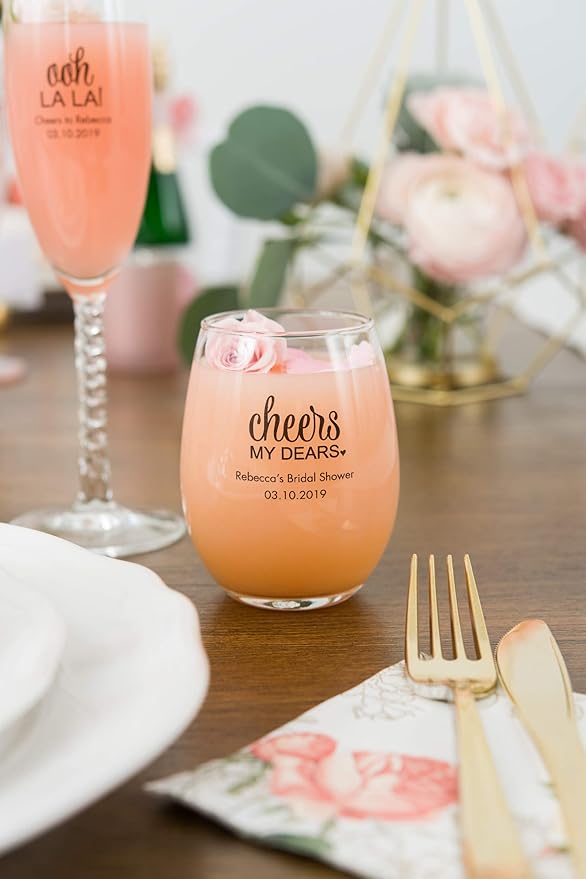 WEDDINGSTAR Personalized Small Stemless Wine Glass 9oz - 72 pack