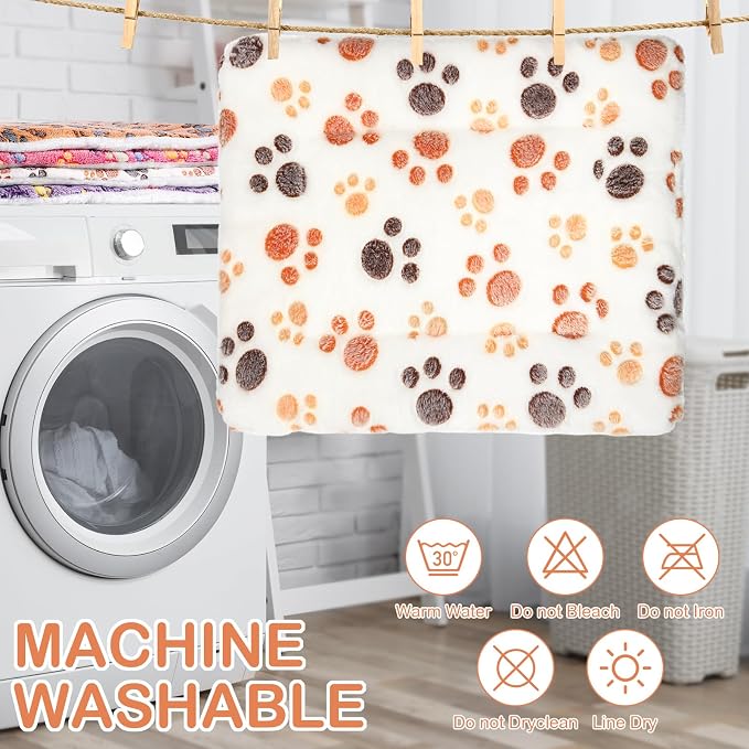 Haull 4 Pcs Waterproof Guinea Pig Bedding Soft Dog Cat Bed Crate Mat Small Animal Plush Cage Liners Rabbit Bunny Kennel Pad Reversible Cozy Pee Thickened Hamster Pad(Paw,13 x 18.5 Inch)