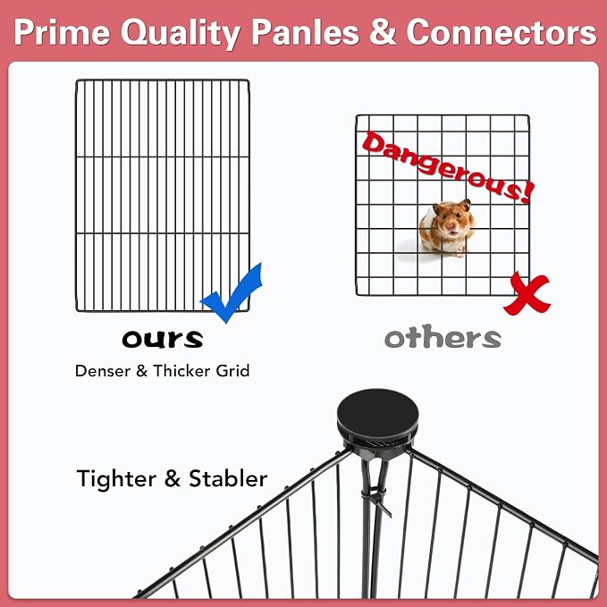 VISCOO 12 Panels Small Animal Playpen, 48" x 24" x 16" Guinea Pigs Cages | C&C Cage for Guinea Pigs with Waterproof Mat, Puppy Play Pen, Bunny Playpen, Indoor Outdoor Portable Metal Wire Yard Fence