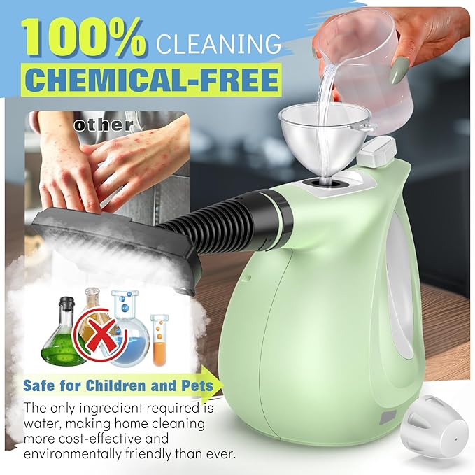 Steam Cleaner, Powerful Pressurized Handheld Steam Cleaner for Home with 11-Pc Set – Chemical-Free Multi-Surface Steamer for Effective Cleaning, Perfect for Furniture, Upholstery, Grout, Couch & Car