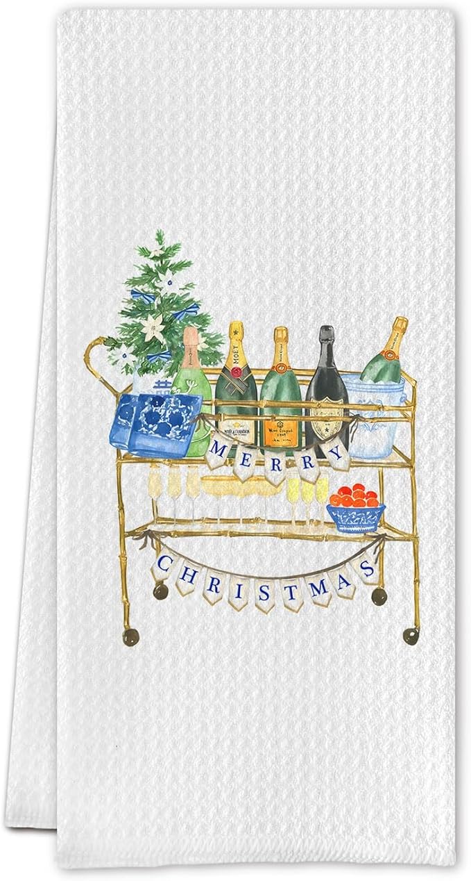 Wine Kitchen Towels - Christmas, Hand, Dish Towels & Decor - Wine Lovers Gifts for Women - 16 X 24