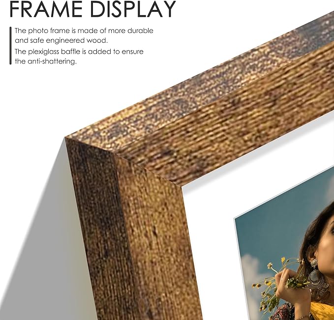 8.5x11 Double 5x7 Picture Frame Double Picture Frame Displays Two 5x7 inch Photos Available Horizontal Wall Mounting Display and Vertical Brown