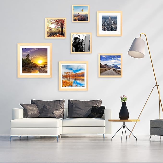 12x12 Wood Picture Frames for Wall Hanging or Tabletop,Diamond Painting Frame Baby Scan Picture Frames with 2 Mats Display 8x8 or 10x10 for Family Walls