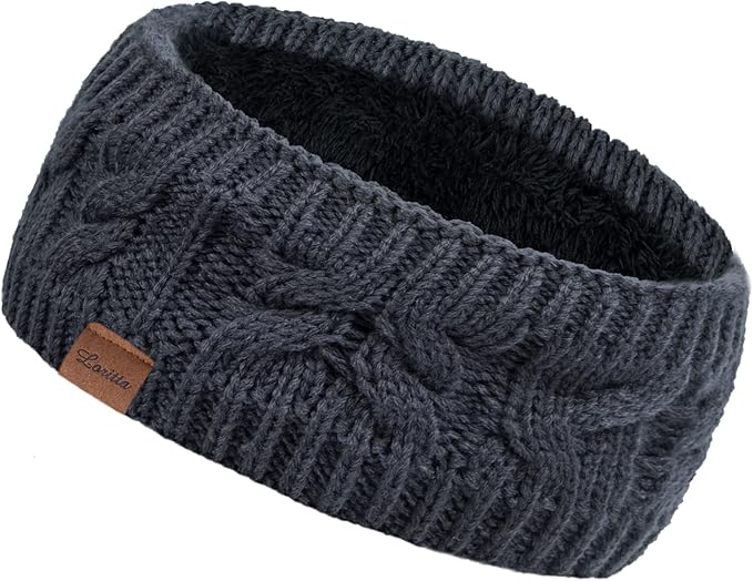 Loritta Womens Ear Warmers Headbands Winter Warm Fuzzy Cable Knit Head Wrap Fleece Lined Gifts
