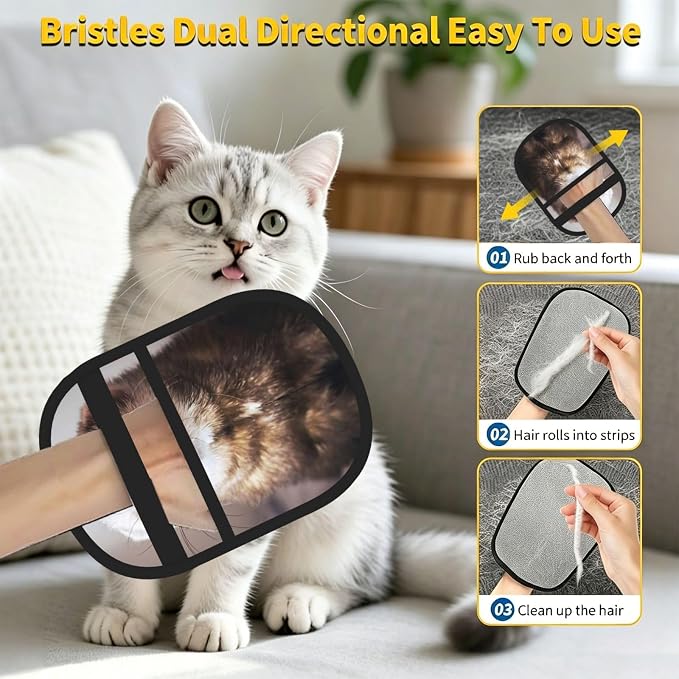 Cute Ferret Pet Hair Removal Gloves, Reusable Dog Cat Grooming Mitt | Electrostatic Brush Attracts Pet Hair From Furniture, Carpets, Pet Beds & Clothes. Hanging Loop For Easy Storage