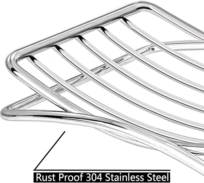 Soap Dish Stainless Steel Bar Soap Holder for Shower Bathroom, Self-draining Soap Dishes Sponge Holder for Kitchen Sink, Easy Cleaning Quick Dry with White Soap Saver