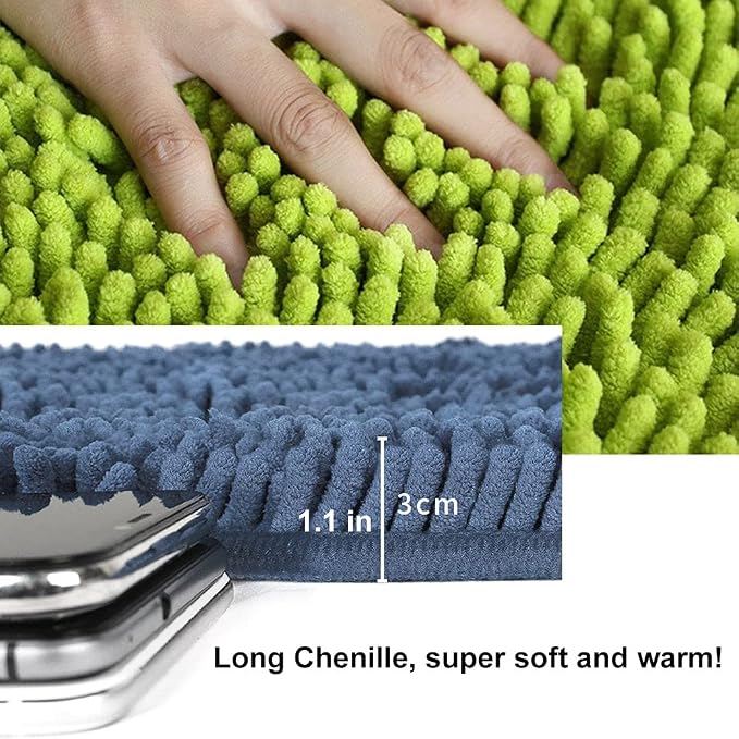 Oncpcare Guinea Pig Fleece, Cage Liner, Washable Non-Slip Mat（Blue） | Chenille fleece, absorbent 3-layer design, non-slip TPR backing, machine washable, for small animal cages