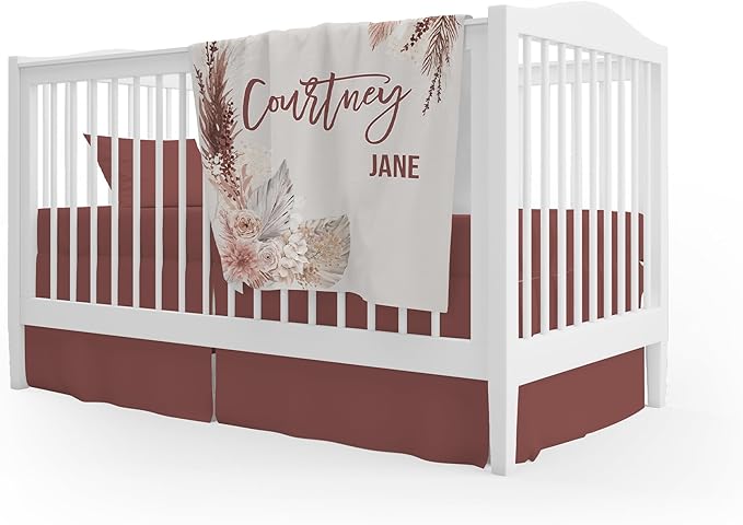 Girls Love A Monogram - Personalzied Floral Baby Blankets for Girls - Custom Baby Blankets for Girls with Name - Personalized Baby Girl Shower Gifts (Beige, 50 X 60 Kids)