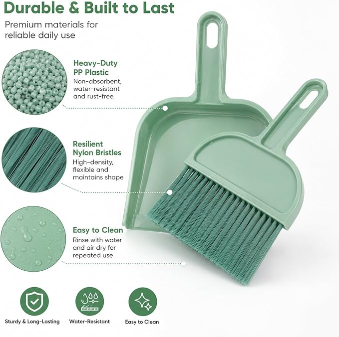 Rypet Mini Dustpan & Brush Set for Small Pet Cage Cleaning – Compact Handheld Broom for Guinea Pig, Rabbit, Hamster Bedding & Sticky Messes, Space-Saving, Deep-Corner Cage Cleaner Tool | Bunny Litter Box Brush, Fits Cage Corners, Hanging Hole Storage, ...
