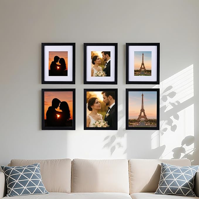 3 Pcs 11x14 Black Picture Frame - Display Pictures 8x10 with Mat or 11 x 14 without Mat - Black Wood Picture Frames for Wall Mounting - Wooden Photo Frame for 11 14 Matted to 8x10 Print Set of 3