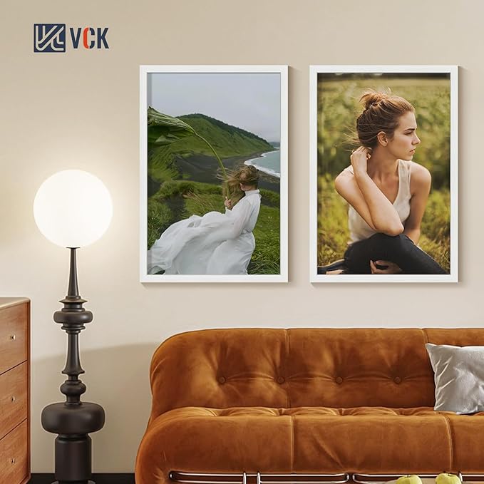 VCK 24x36 Poster Frames white Set of 6, Wide Border Wood Picture Frame, Multi-Directional Display Family Photos, Office Prints, Studio/Gallery Art, Woodgrain Series, Wall Hanging