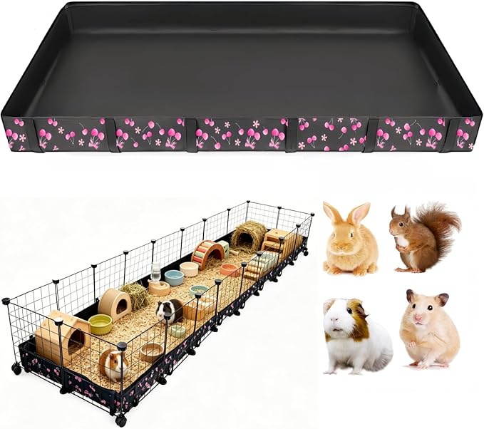 DZWLKJ Waterproof Guinea Pig Cage Liner,Washable Tarp Bottom Base,Cherry Graphic,24"x96", Reusable for Rabbit, Chinchilla, Hedgehog, Ferret & Other Small Animals.
