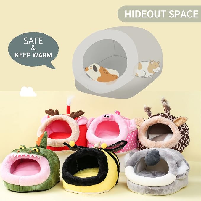 JanYoo Chinchilla Hideout Bed House Toys and Accessories Cage Cave Cute Cube Cup Hide for Bearded Dragon Ferret(L,Crocodile)