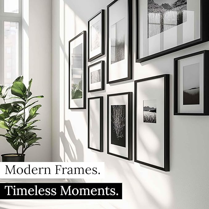 M Modern Memory Design 15x20 Black Picture Frame - Classic Wood Antique Vintage Bead Framing - Wall Mount Acrylic Glass 15x20 Frame