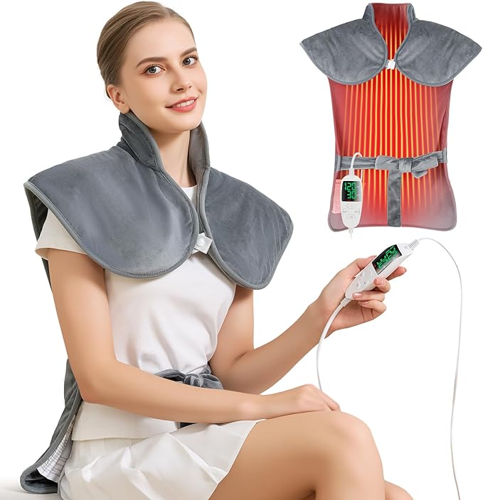 Mothers Day Gifts & Birthday Gifts for Wife Women Men Mom, Electric Weighted Pad for Neck Back Shoulder Pain Relief, 25"x37" Large Full Body Heating Pad for Menstrual Cramps - 5 Heat Levels/Snug Fit